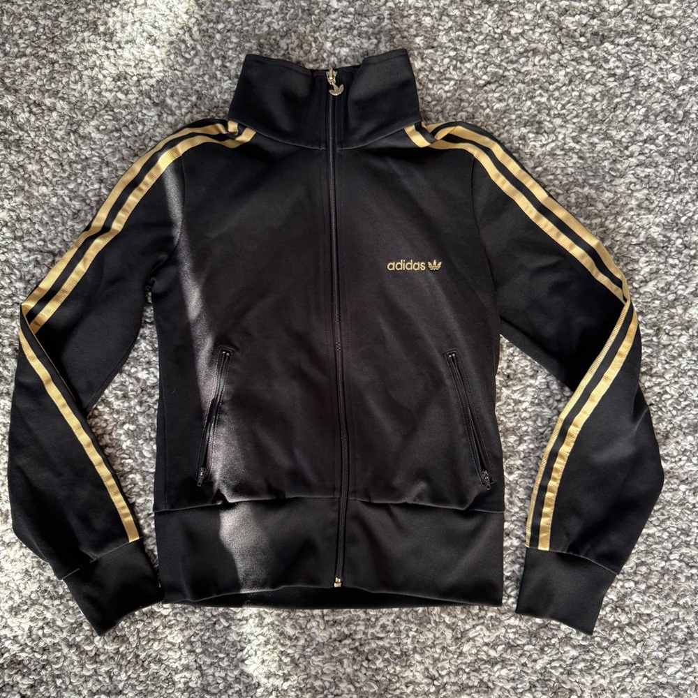 Adidas Women's Black and Gold Track Jacket